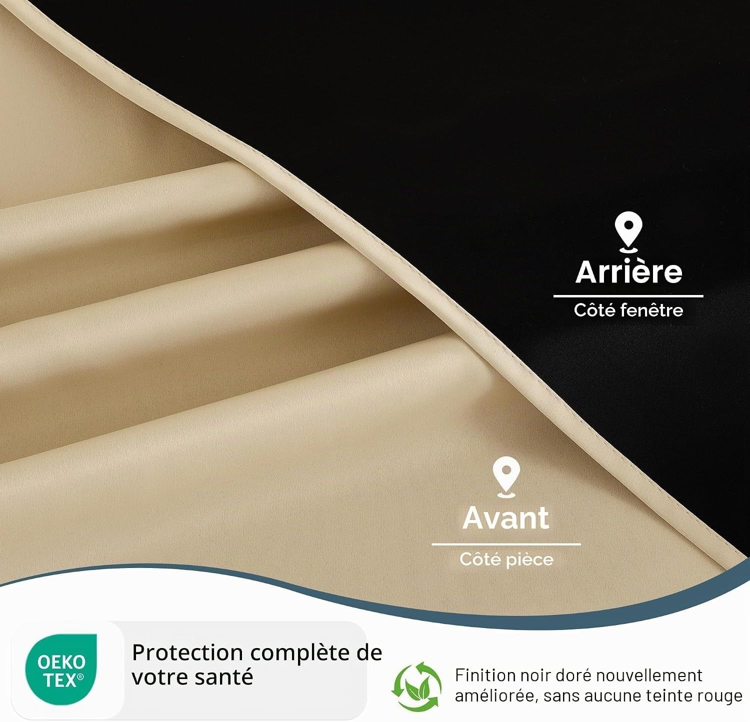 Lot de 2 rideaux occultants thermiques Biscotti Beige 140x220cm - 28% de remise