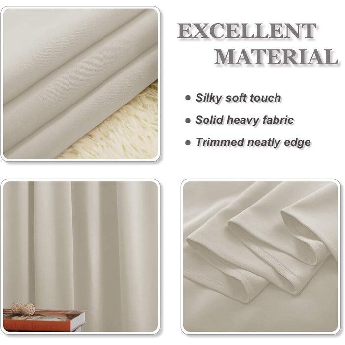 Rideaux occultants 140x160 cm Beige - Lot de 2 - 32% de remise