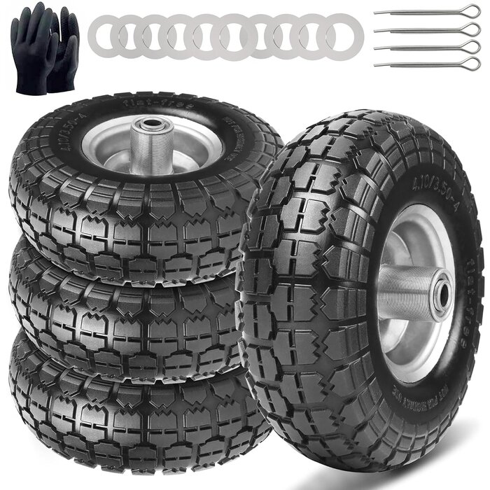 Lot de 2 roues pour diable increvables 260x85mm, axe 16mm - 32% de remise