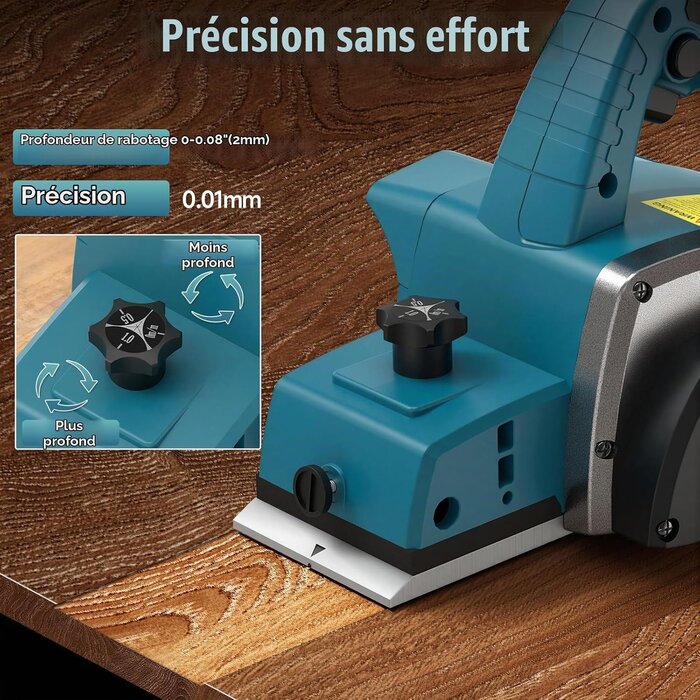 Rabot électrique sans fil 18V - 82mm - 2 batteries 4.0Ah - 33% de remise