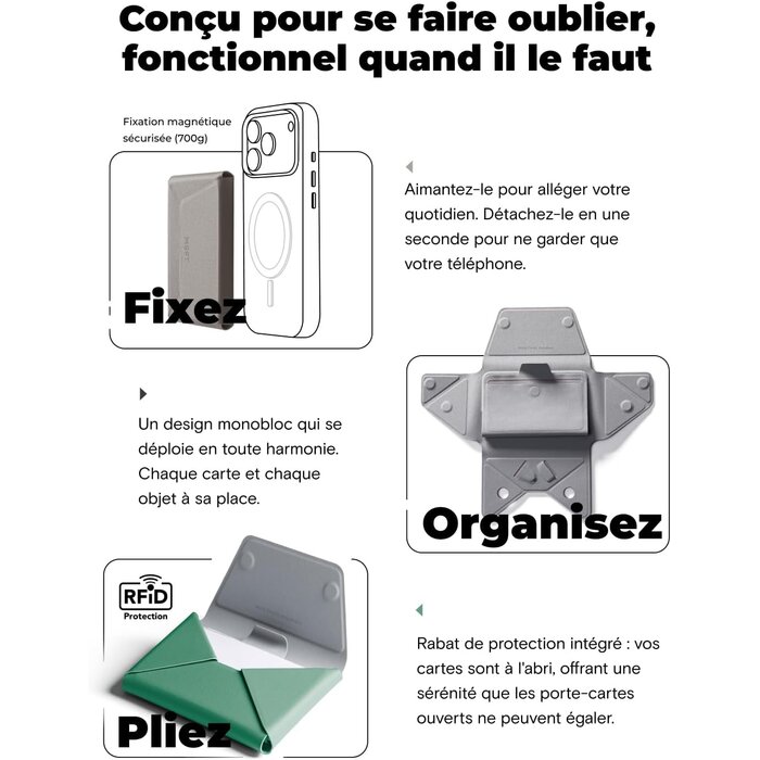 Portefeuille MagSafe minimaliste cuir vegan Taupe - 32% de remise