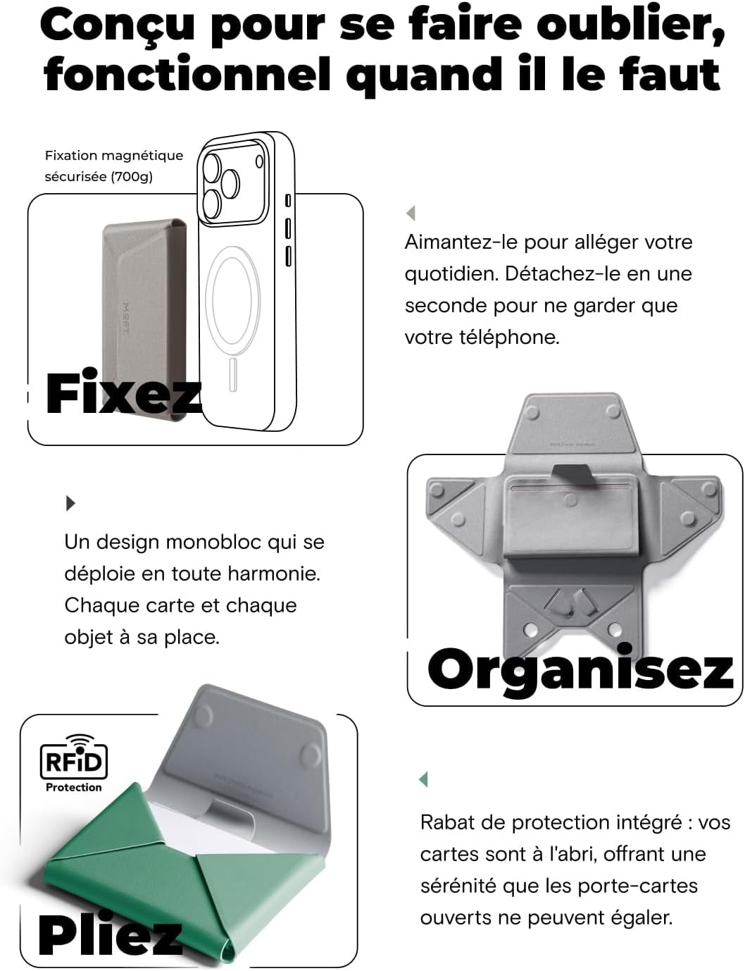 Portefeuille MagSafe minimaliste cuir vegan Taupe - 32% de remise