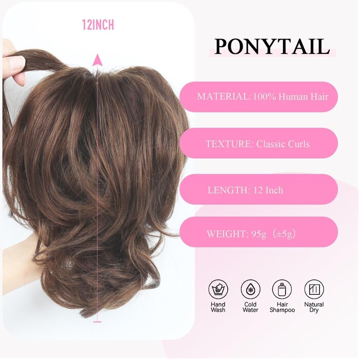 Extension Queue de Cheval 30cm Cheveux Naturels Marron - 33% de remise