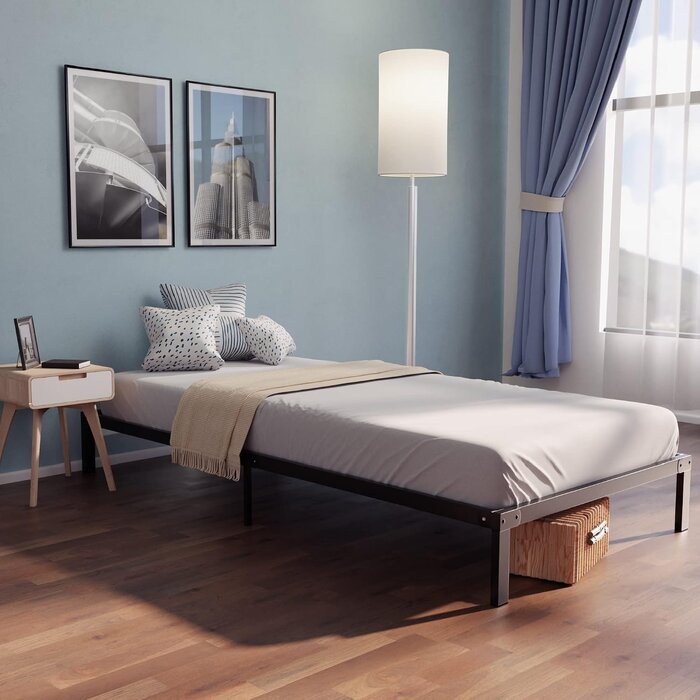 Cadre de lit métal 80x200 cm noir mat - 33% de remise