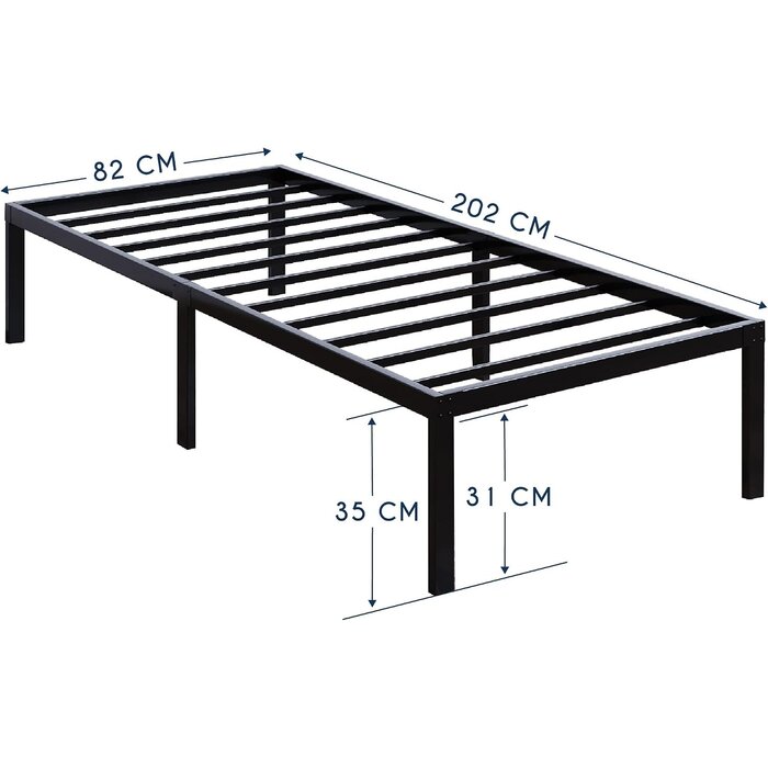 Cadre de lit métal 80x200 cm noir mat - 33% de remise