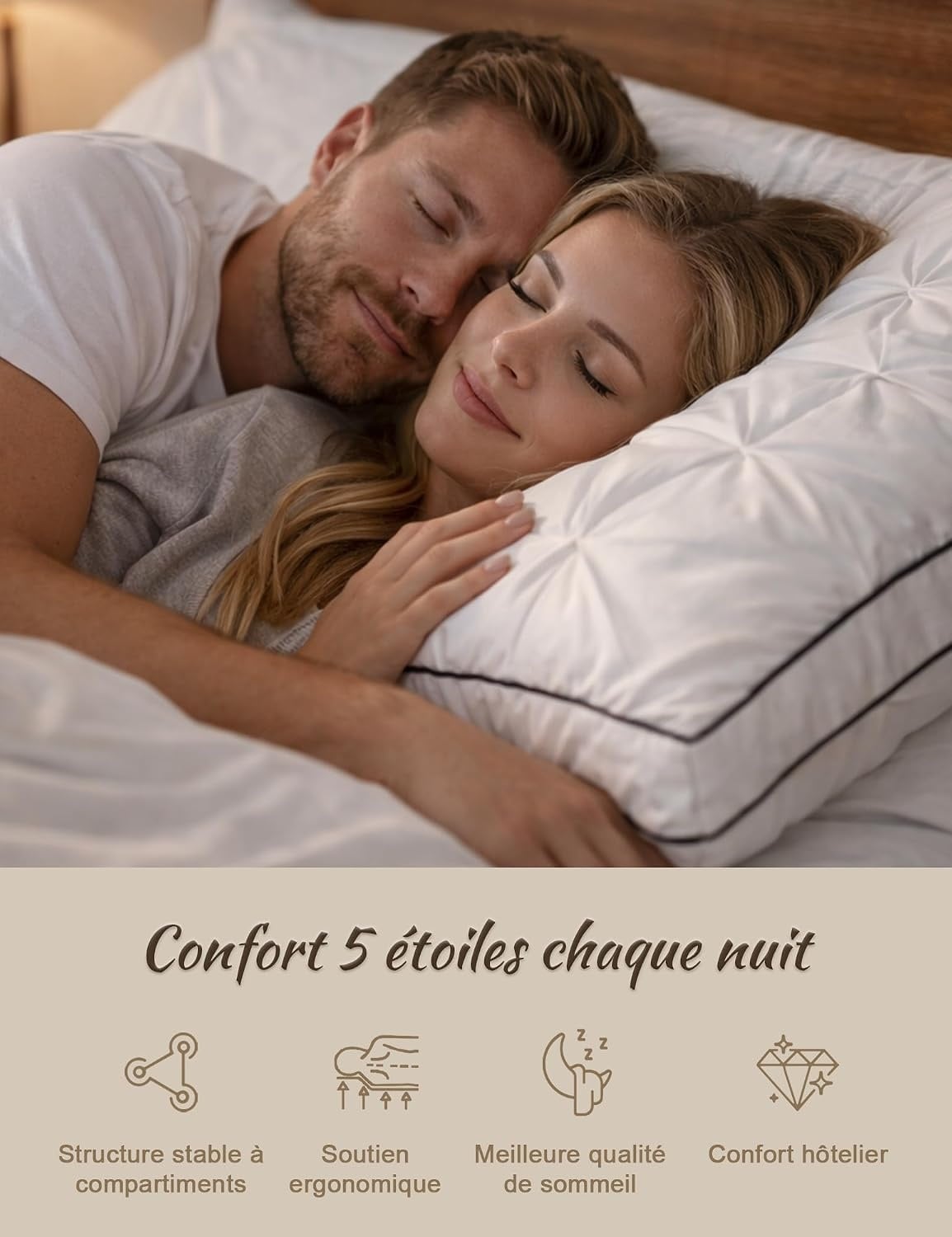 Lot de 2 oreillers en duvet 50x75 cm - 34% de remise
