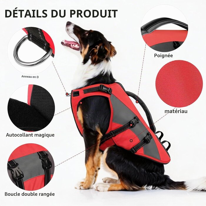 Gilet de sauvetage pour chien - Taille S - Rouge - 32% de remise