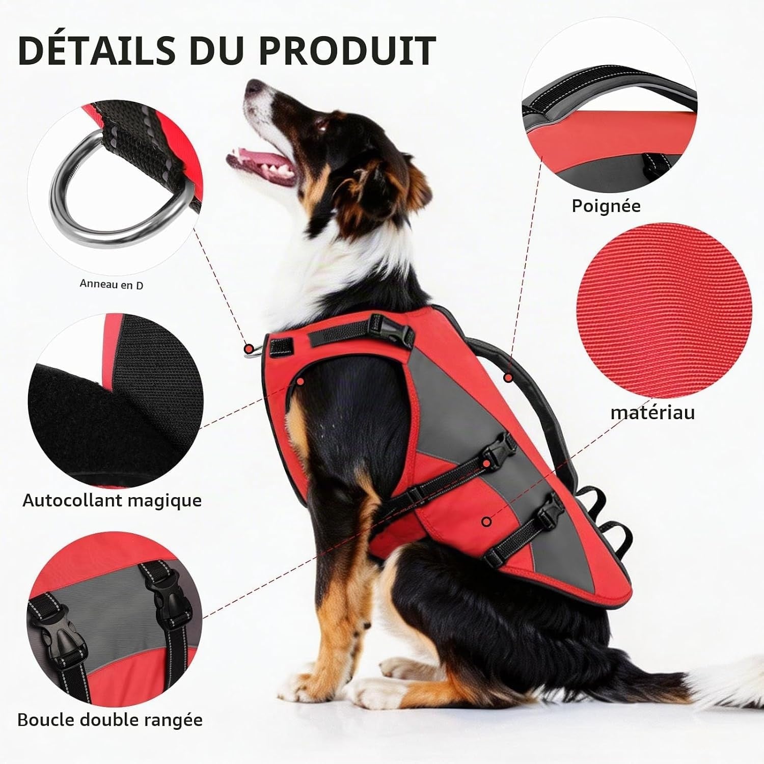 Gilet de sauvetage pour chien - Taille S - Rouge - 32% de remise