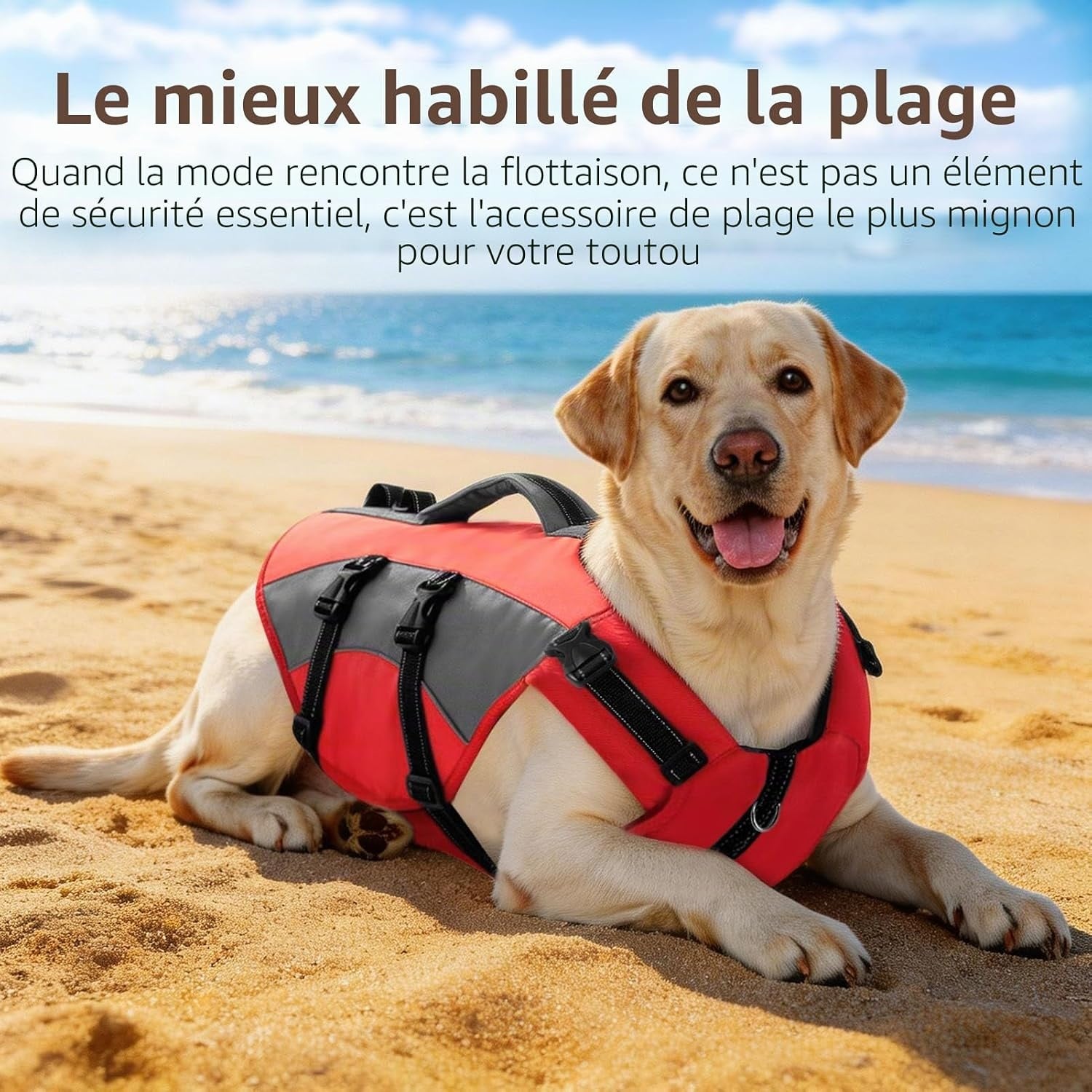 Gilet de sauvetage pour chien - Taille S - Rouge - 32% de remise
