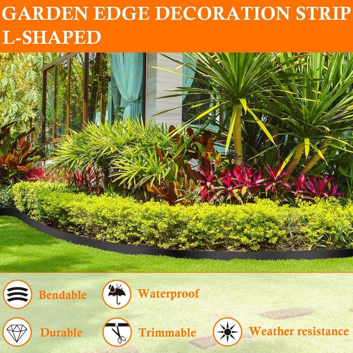 Bordure de jardin flexible 15 m - 6 cm - 45 piquets - 30% de remise