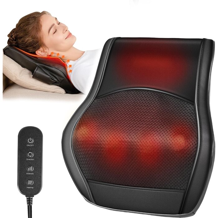 Coussin de massage Shiatsu chauffant pour cou et dos - 33% de remise