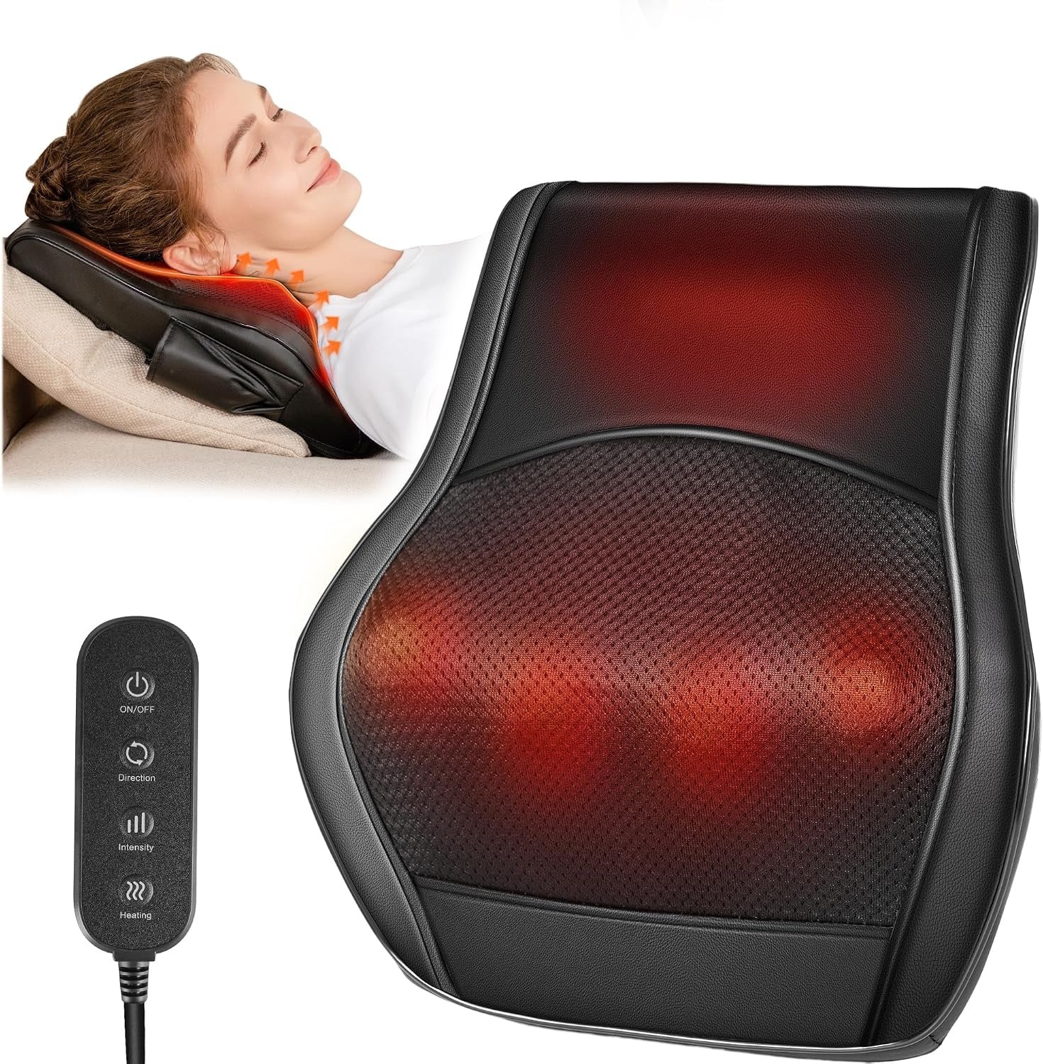 Coussin de massage Shiatsu chauffant pour cou et dos - 33% de remise