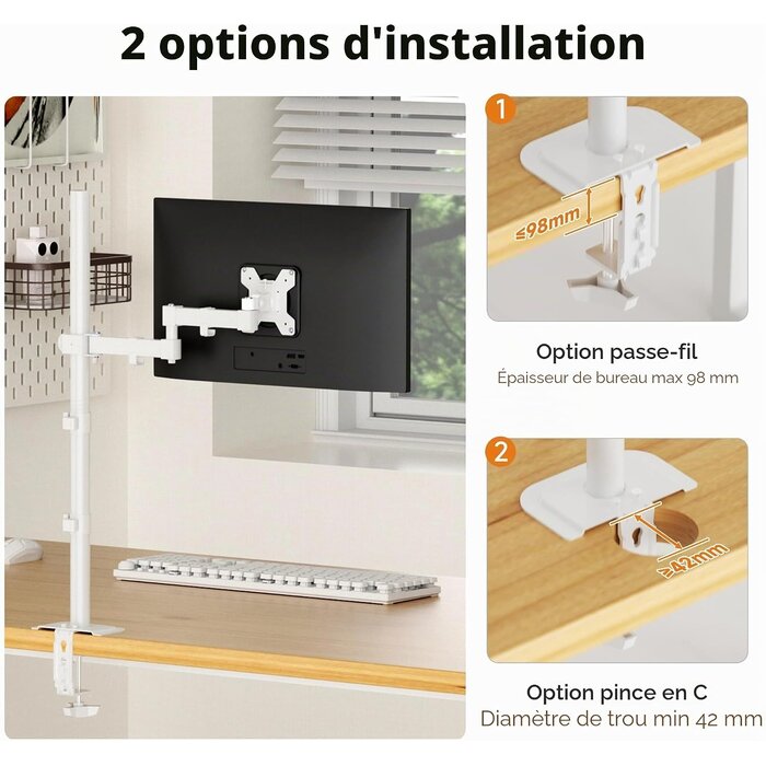 Bras articulé pour écran 13-32 pouces - 80 cm - Blanc - 30% de remise