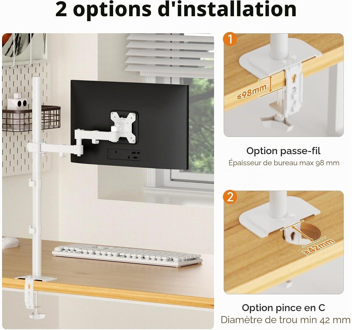 Bras articulé pour écran 13-32 pouces - 80 cm - Blanc - 30% de remise