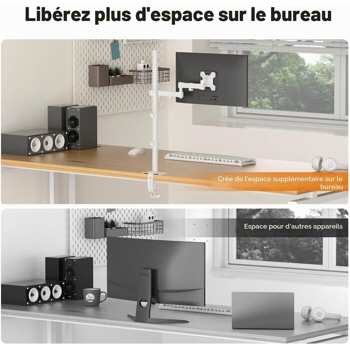 Bras articulé pour écran 13-32 pouces - 80 cm - Blanc - 30% de remise