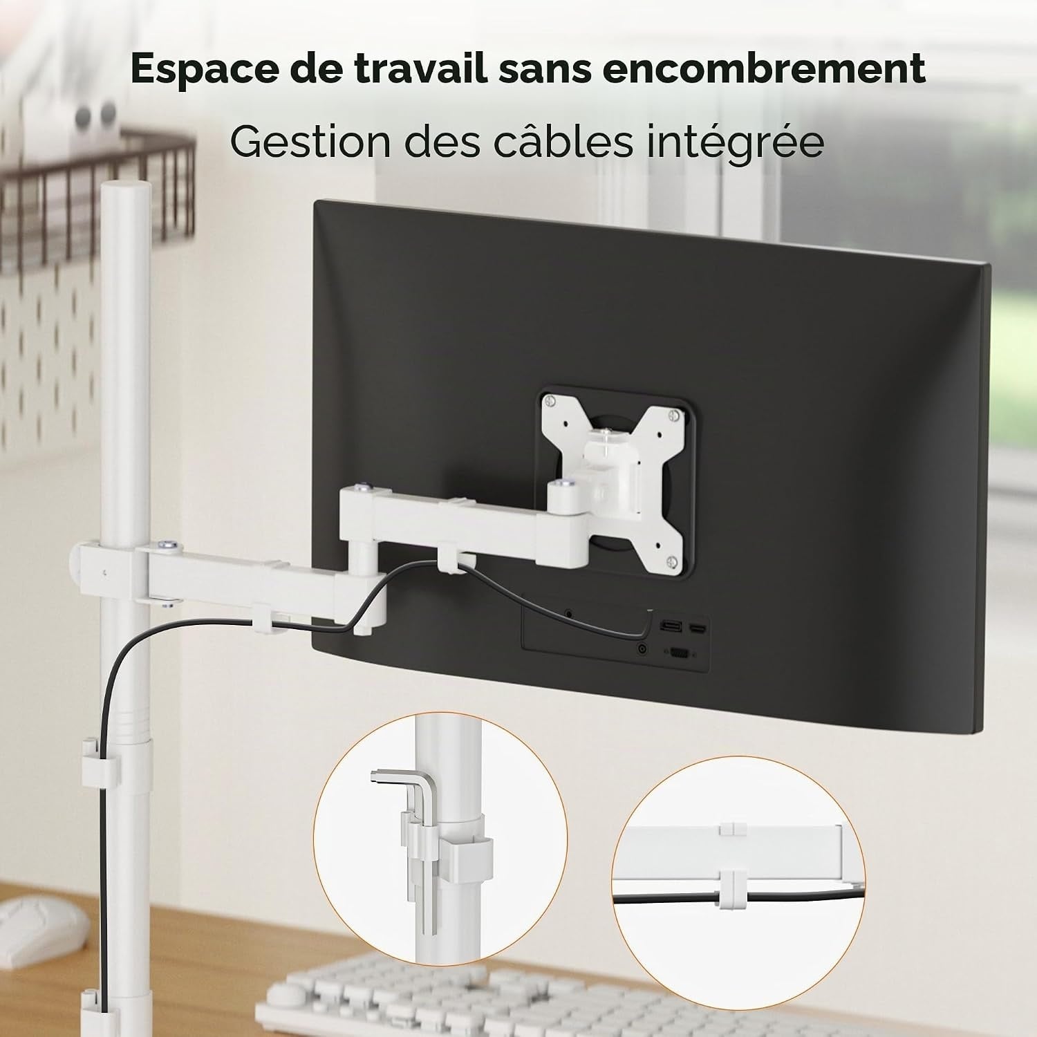 Bras articulé pour écran 13-32 pouces - 80 cm - Blanc - 30% de remise