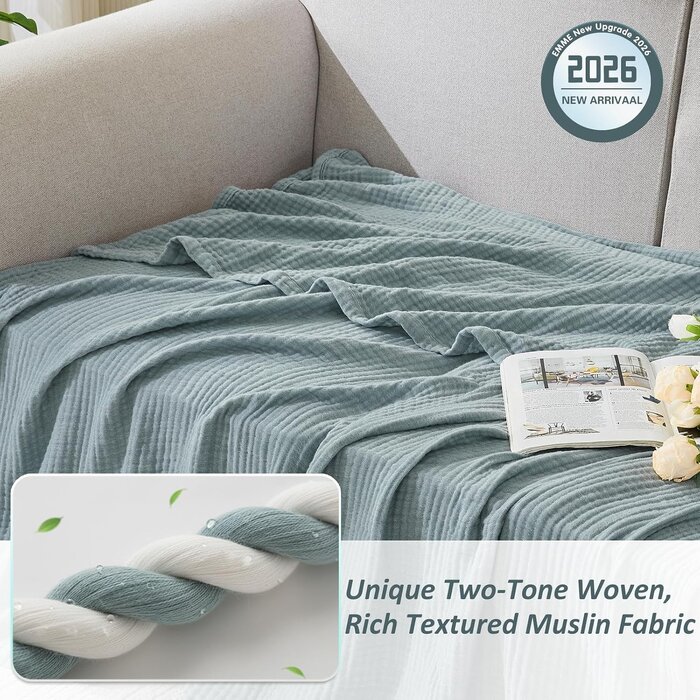 Couverture en mousseline 150x200cm, Heather Teal - 32% de remise