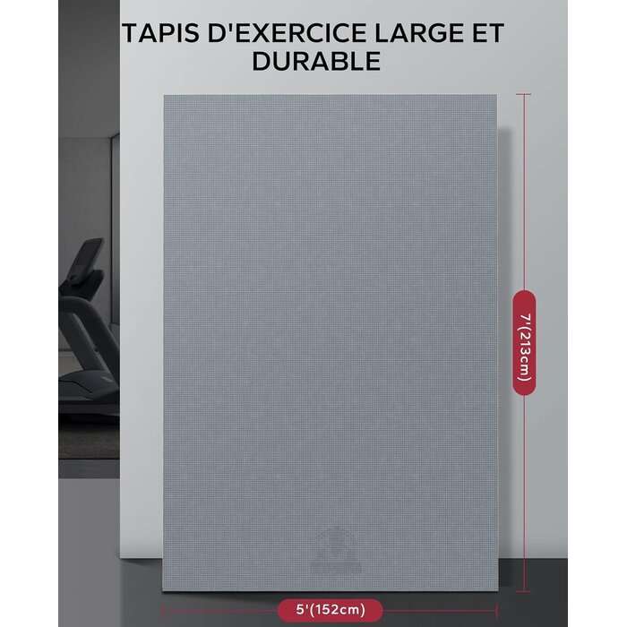 Tapis de fitness XXL 213x152cm - 33% de remise - Gris avec bandes de résistance