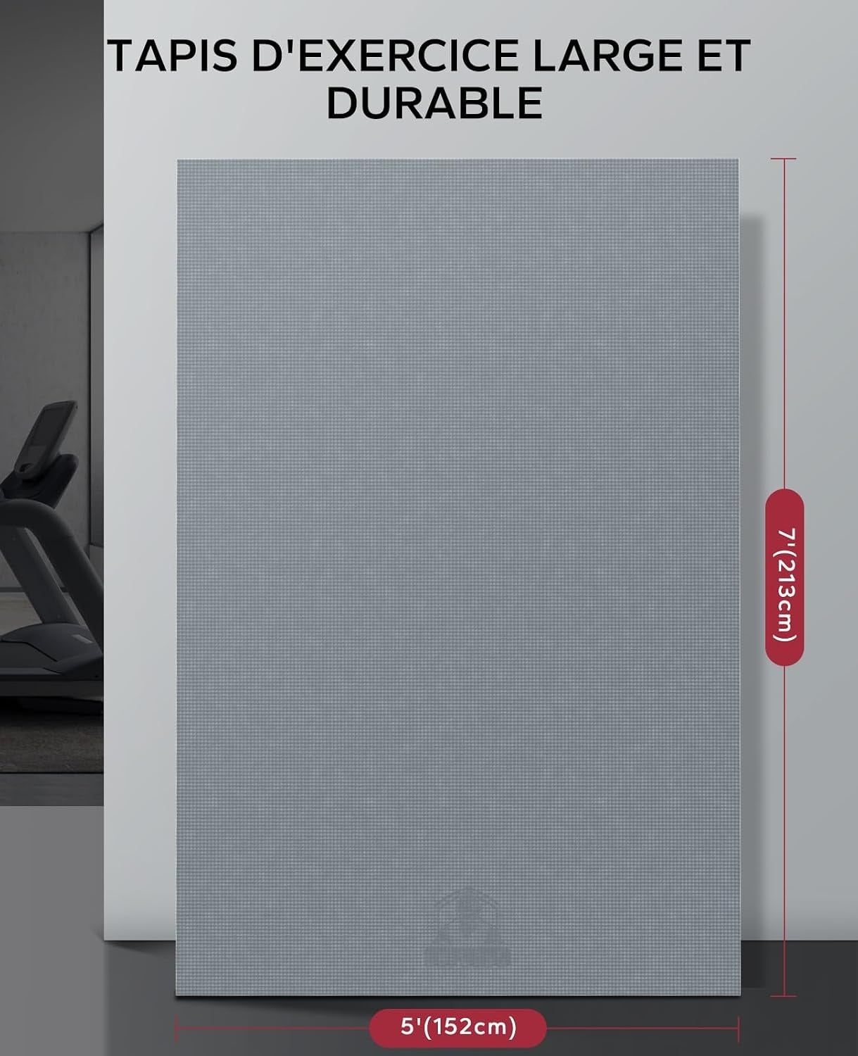 Tapis de fitness XXL 213x152cm - 33% de remise - Gris avec bandes de résistance