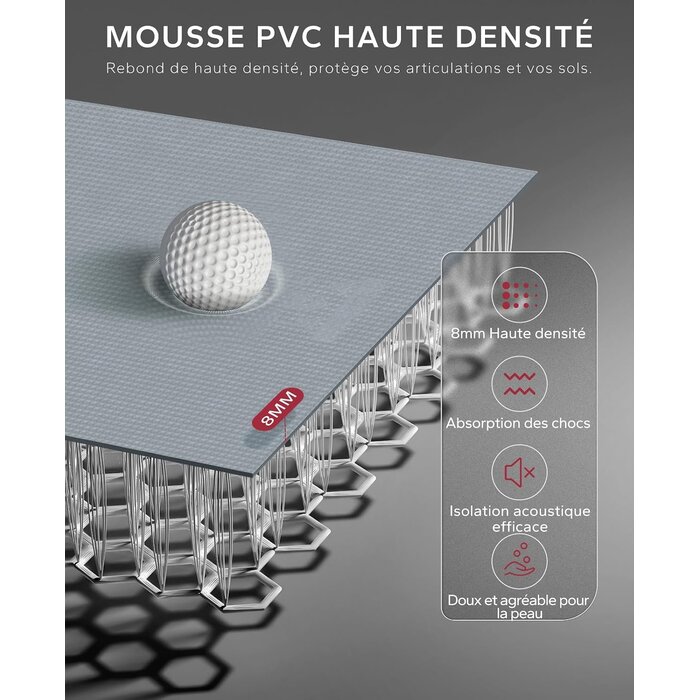 Tapis de fitness XXL 213x152cm - 33% de remise - Gris avec bandes de résistance