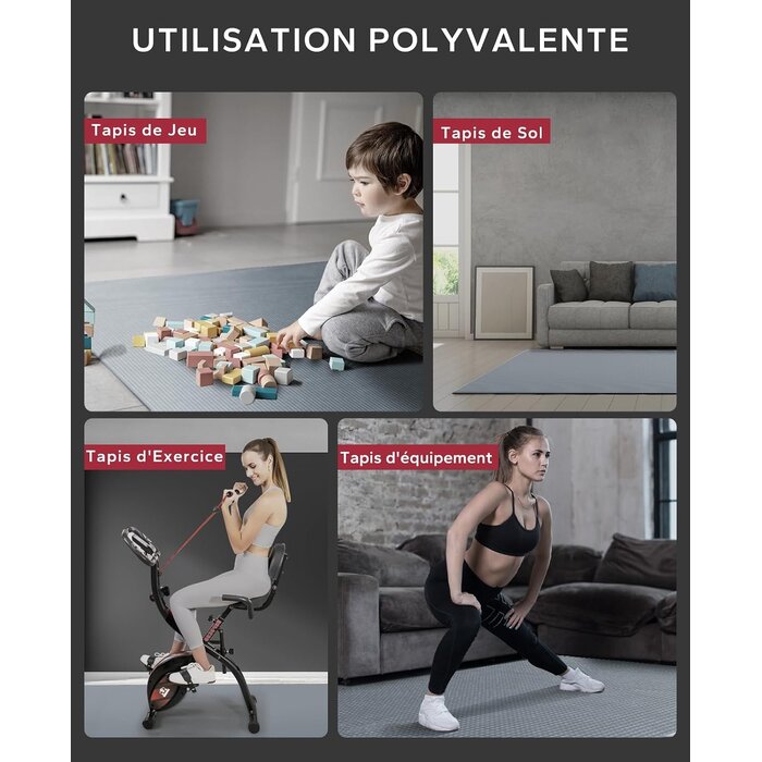 Tapis de fitness XXL 213x152cm - 33% de remise - Gris avec bandes de résistance