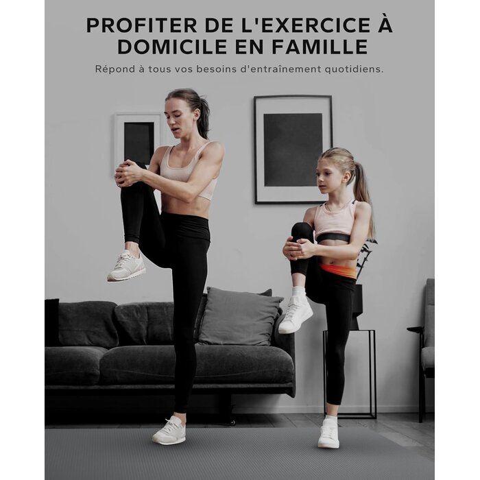 Tapis de fitness XXL 213x152cm - 33% de remise - Gris avec bandes de résistance
