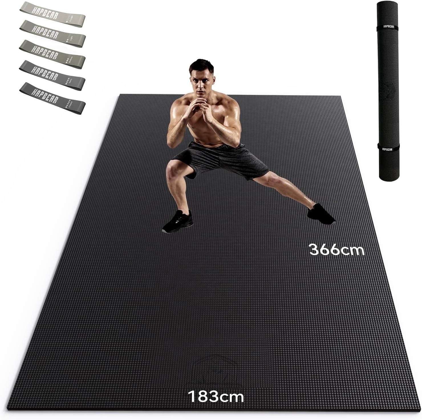 Tapis de fitness XXL 213x152cm - 33% de remise - Gris avec bandes de résistance