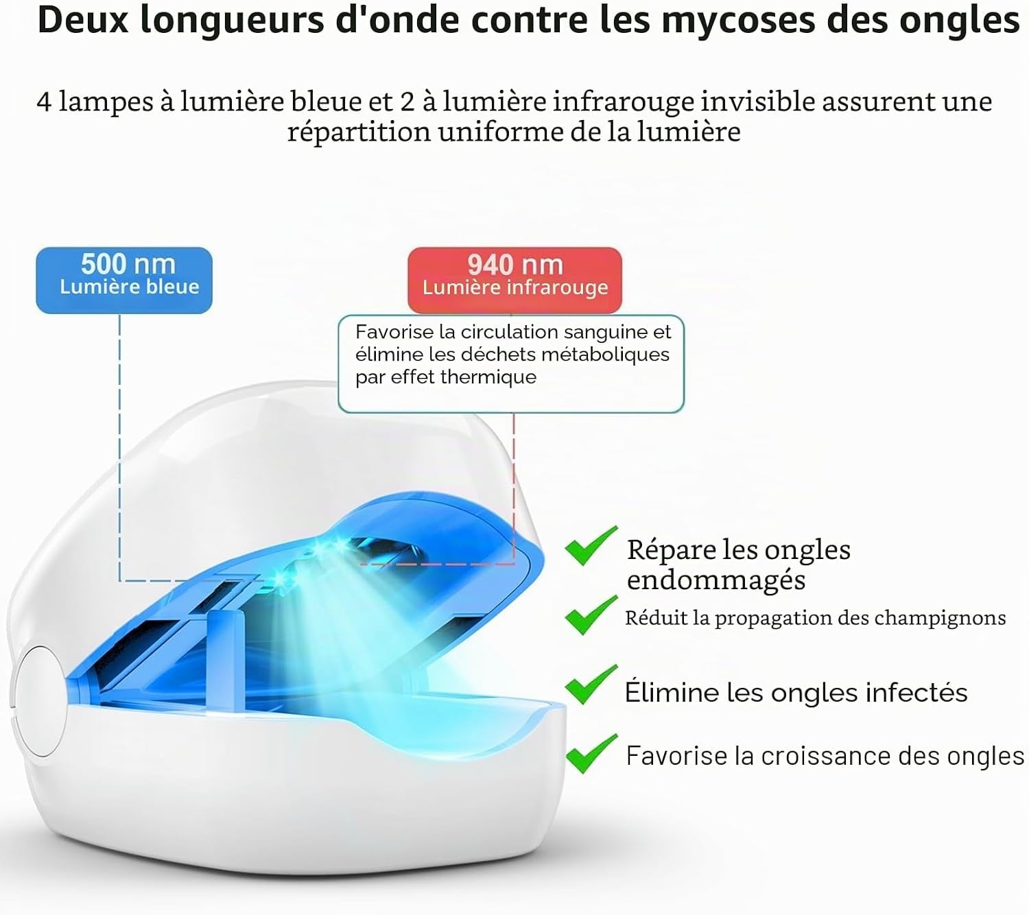 Appareil Laser Mycose Ongles - Lumière Bleue et Infrarouge - 31% de remise