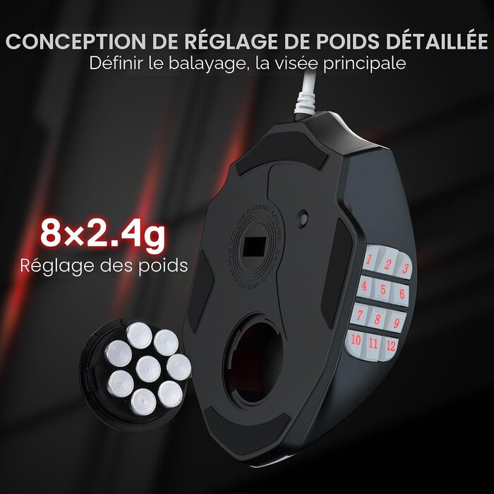 Souris Gaming MMO 18 boutons - Blanche - 31% de remise