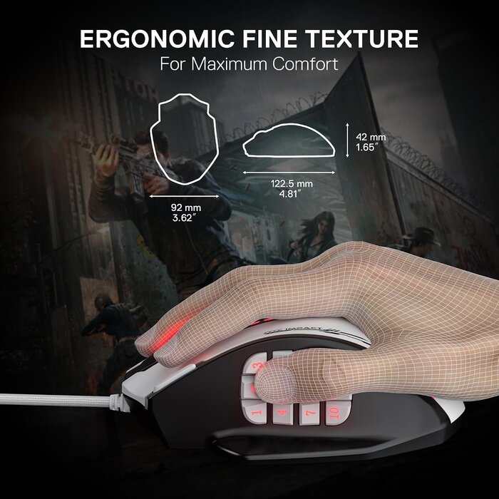 Souris Gaming MMO 18 boutons - Blanche - 31% de remise