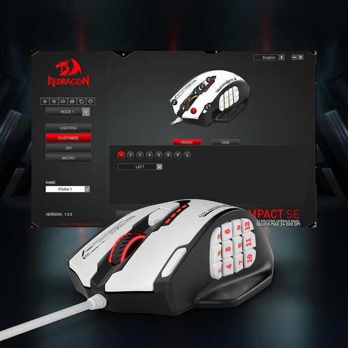 Souris Gaming MMO 18 boutons - Blanche - 31% de remise