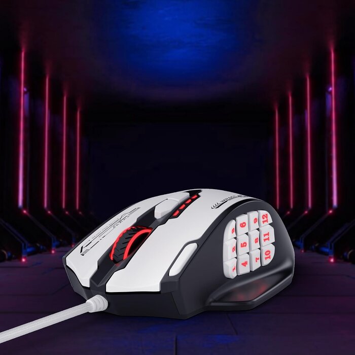 Souris Gaming MMO 18 boutons - Blanche - 31% de remise