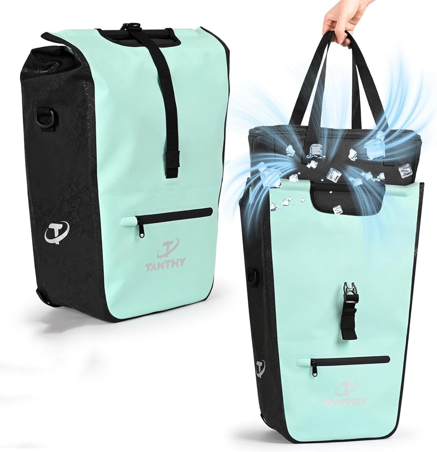 Sacoche de vélo 3-en-1 avec sac isotherme - 22-28L, Vert - 31% de remise