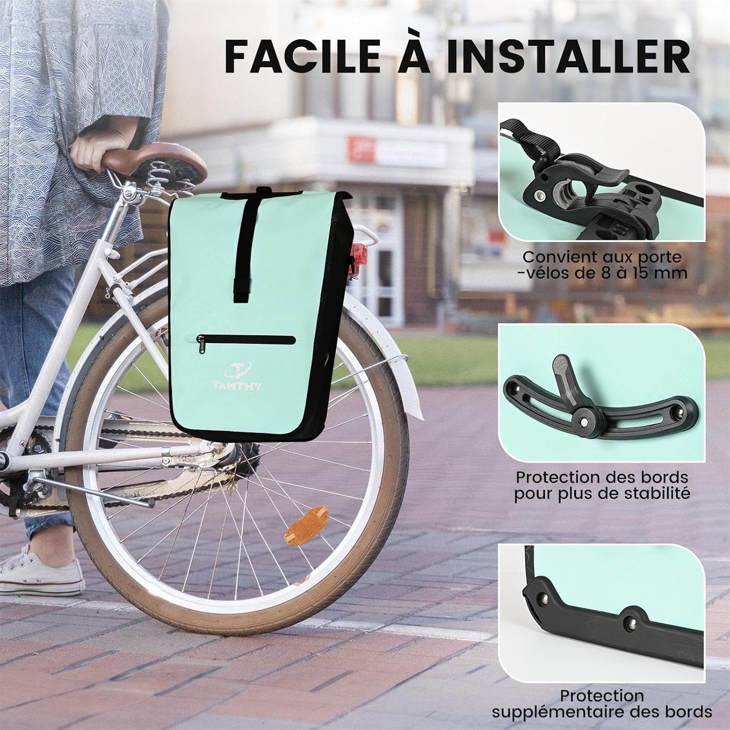Sacoche de vélo 3-en-1 avec sac isotherme - 22-28L, Vert - 31% de remise