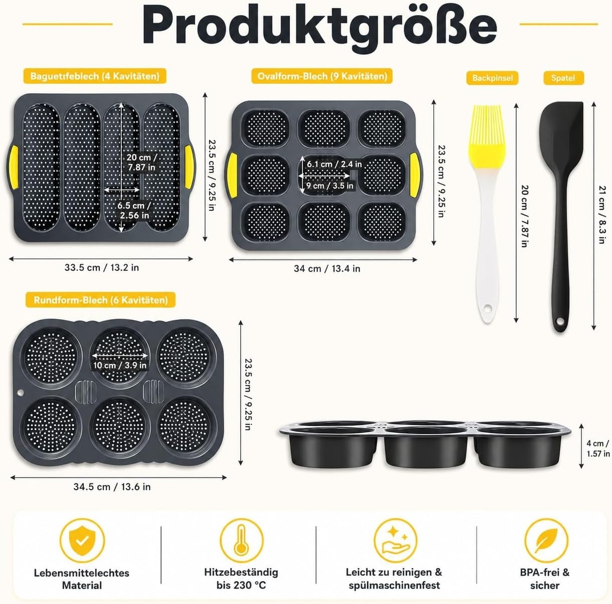 Set de 5 moules de cuisson en silicone - Noir - 30% de remise