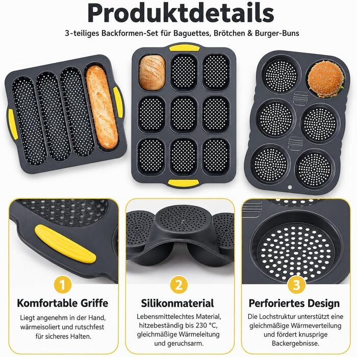 Set de 5 moules de cuisson en silicone - Noir - 30% de remise