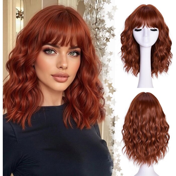 Perruque Wavy Bob 18 pouces brun caramel - 30% de remise