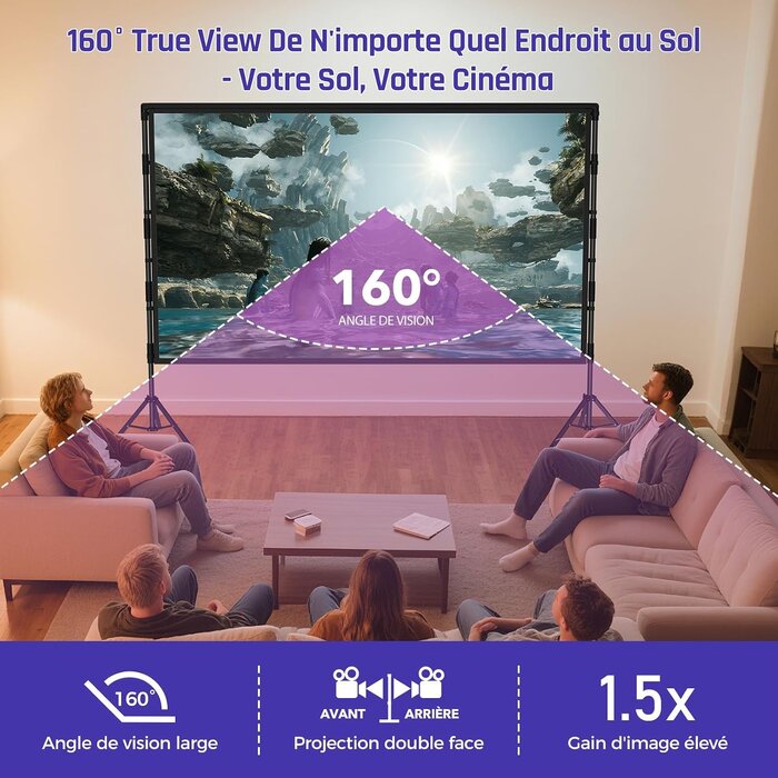 Écran de projection 120 pouces sur trépied - 34% de remise