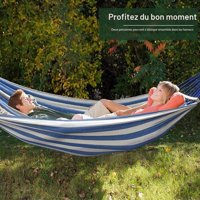 Hamac de camping 205x155cm - Bleu - 32% de remise