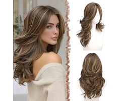 Perruque ondulée dégradée 50cm brun/blond - 46% de remise