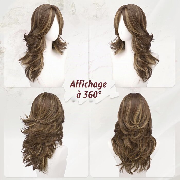 Perruque ondulée dégradée 50cm brun-blond - 31% de remise