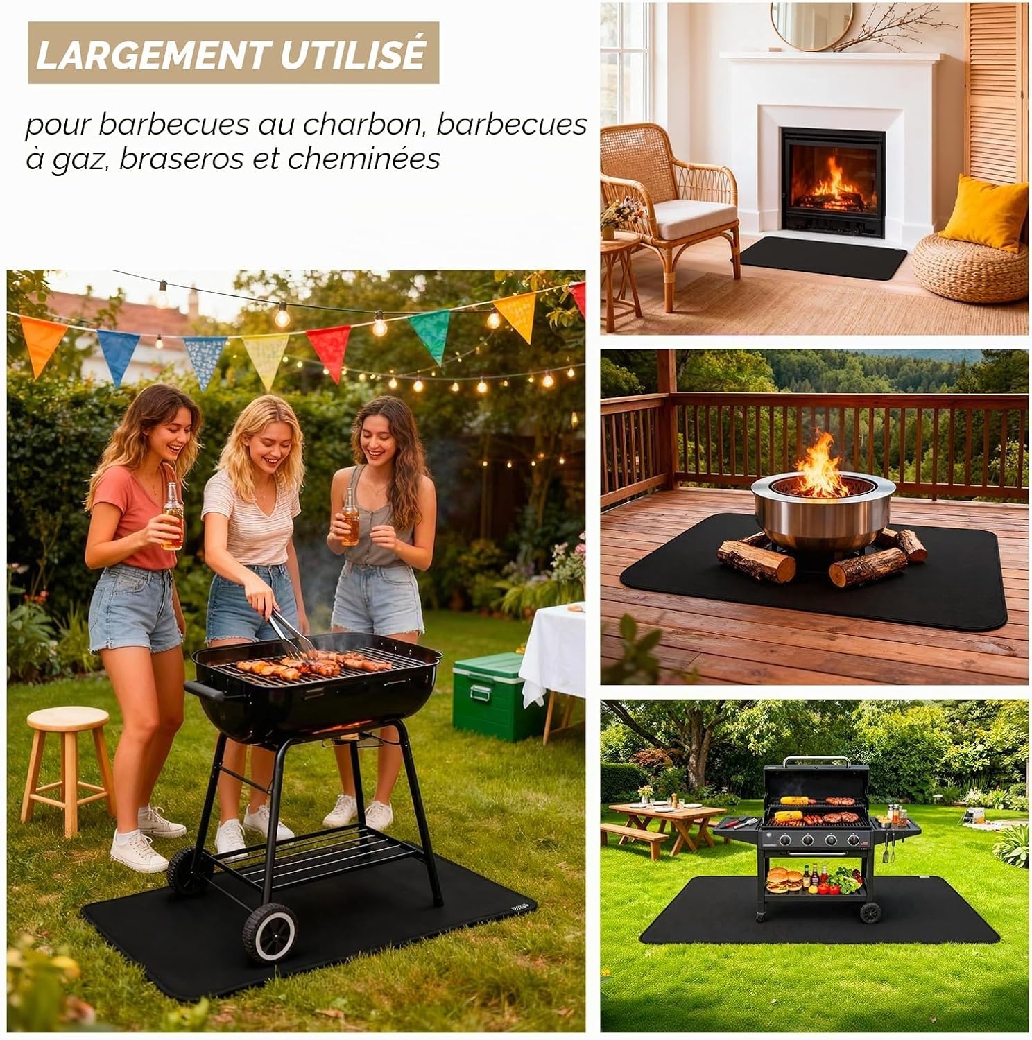 Tapis de barbecue ignifuge 75x120cm - Fibre de verre - 31% de remise