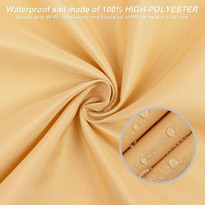 Voile d'ombrage rectangulaire 5x6m Sable - 34% de remise