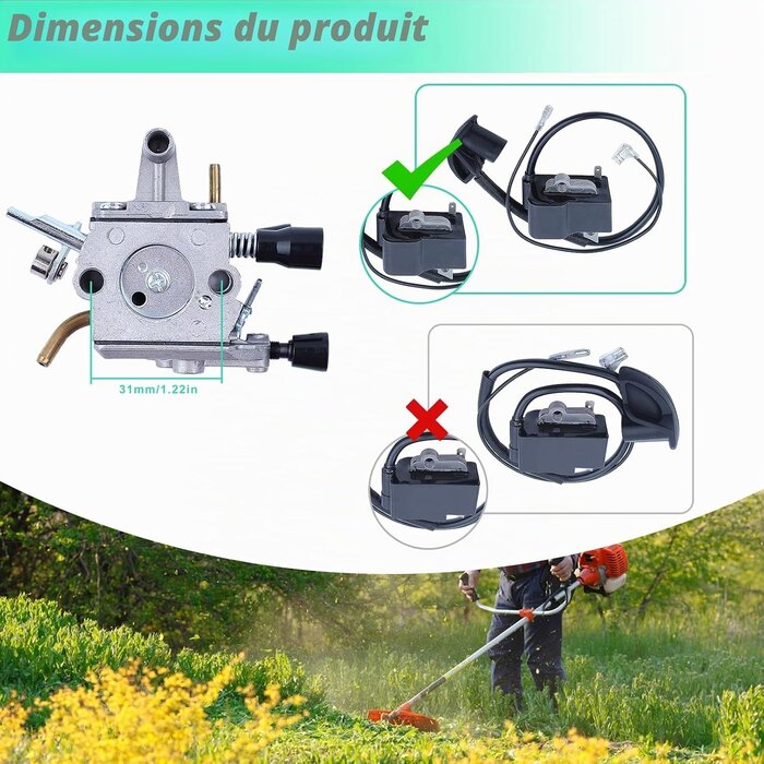 Kit carburateur et allumage pour débroussailleuse - 31% de remise