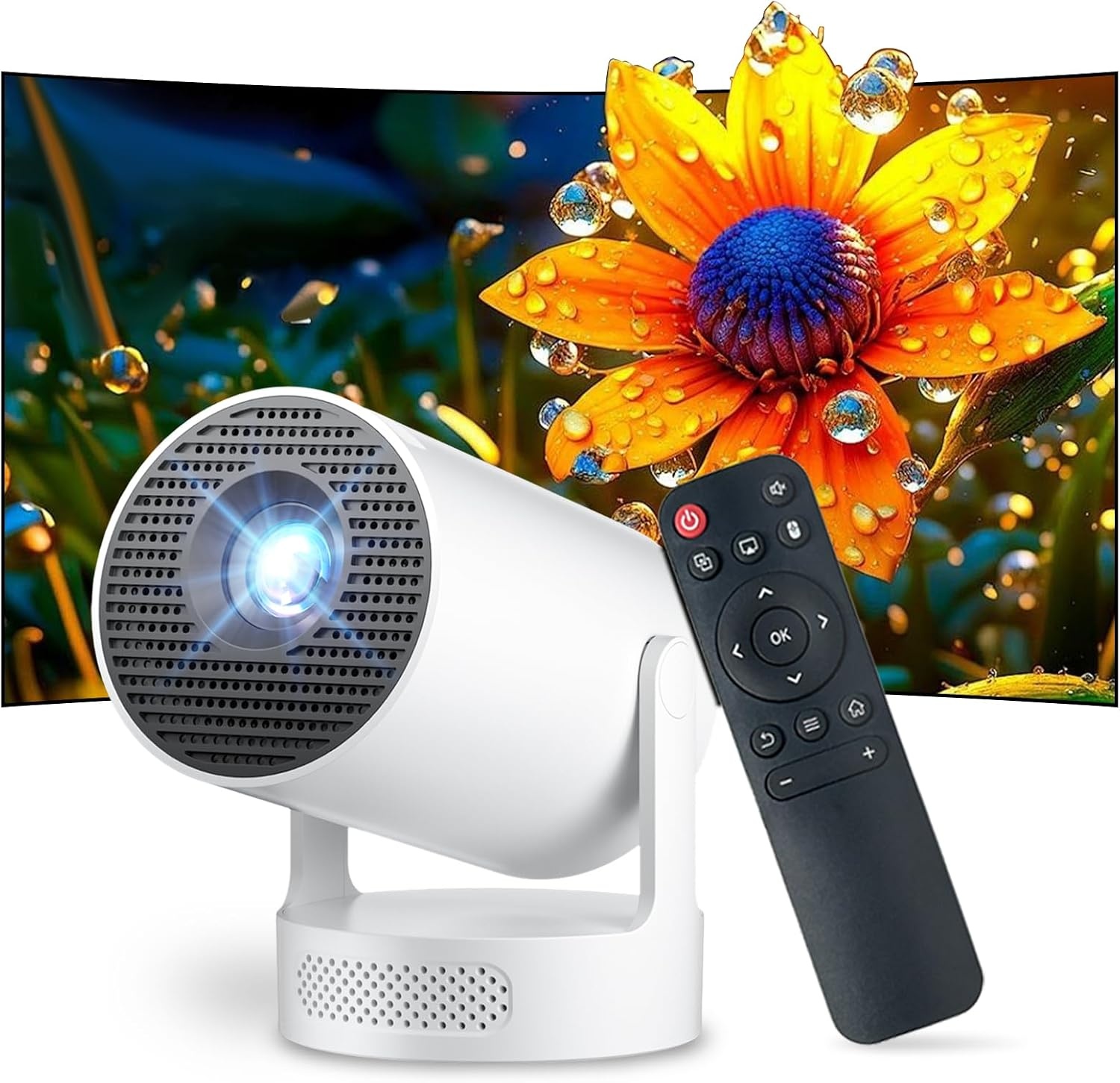 Mini projecteur 4K Android 14 - 33% de remise - 12000 Lumens - WiFi 6 - Rotatif