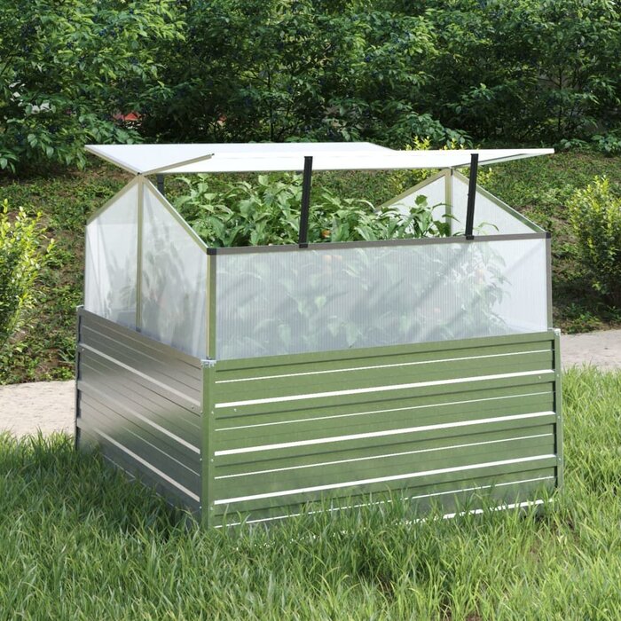 Bac de jardin surélevé avec serre 100x100x85 cm - 34% de remise