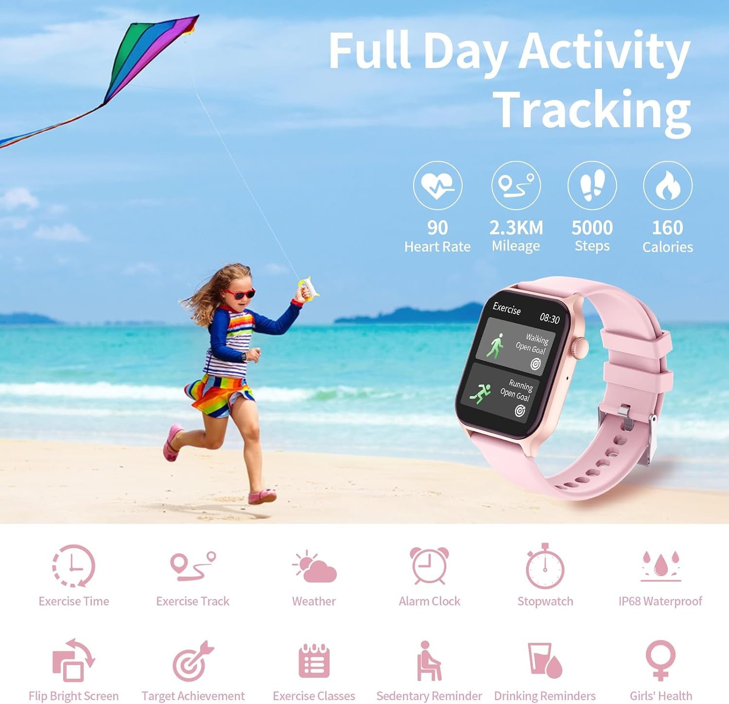 Montre connectée enfant, IP67, 120+ sports, Bluetooth - 30% de remise