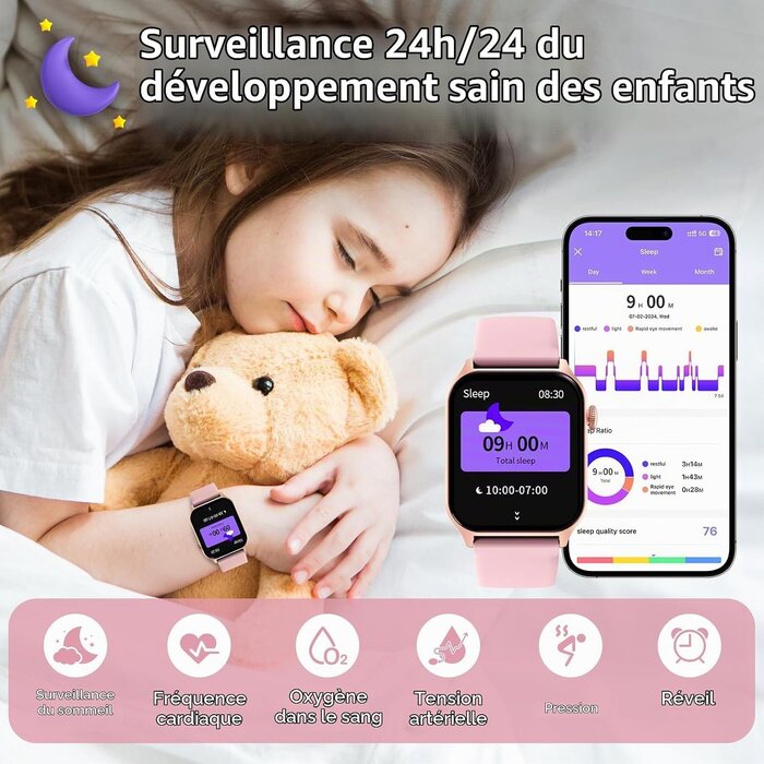 Montre connectée enfant, IP67, 120+ sports, Bluetooth - 30% de remise