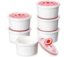 Lot de 6 ramequins à crème brûlée 240 ml avec couvercles - 39% de remise