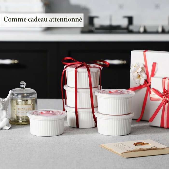 Lot de 6 ramequins à crème brûlée 240 ml avec couvercles - 29% de remise